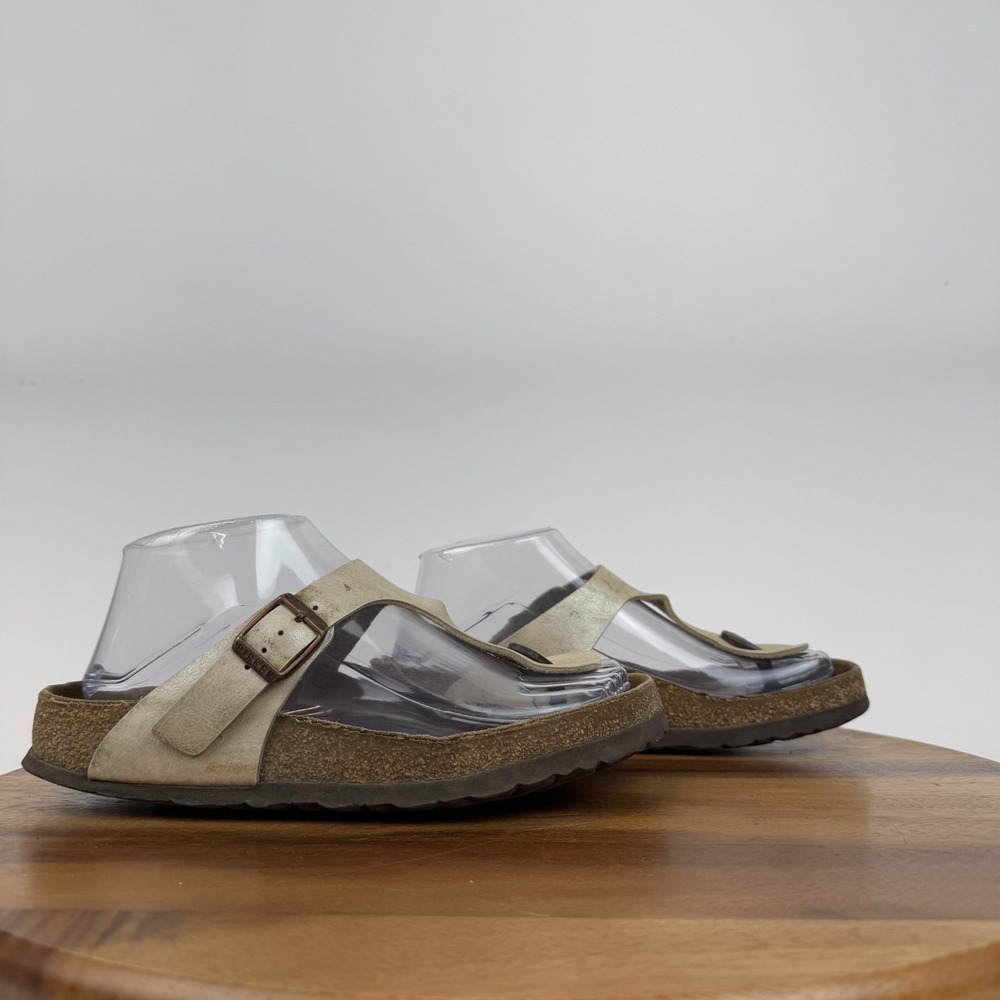 Womens‎ Birkenstock Gizeh Leather Metallic Sand Thong Sandals Shoes Size EU 37